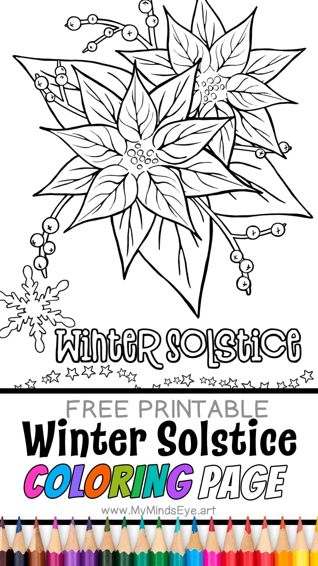 Winter solstice poinsettia coloring page coloring pages printable coloring pages free coloring pages