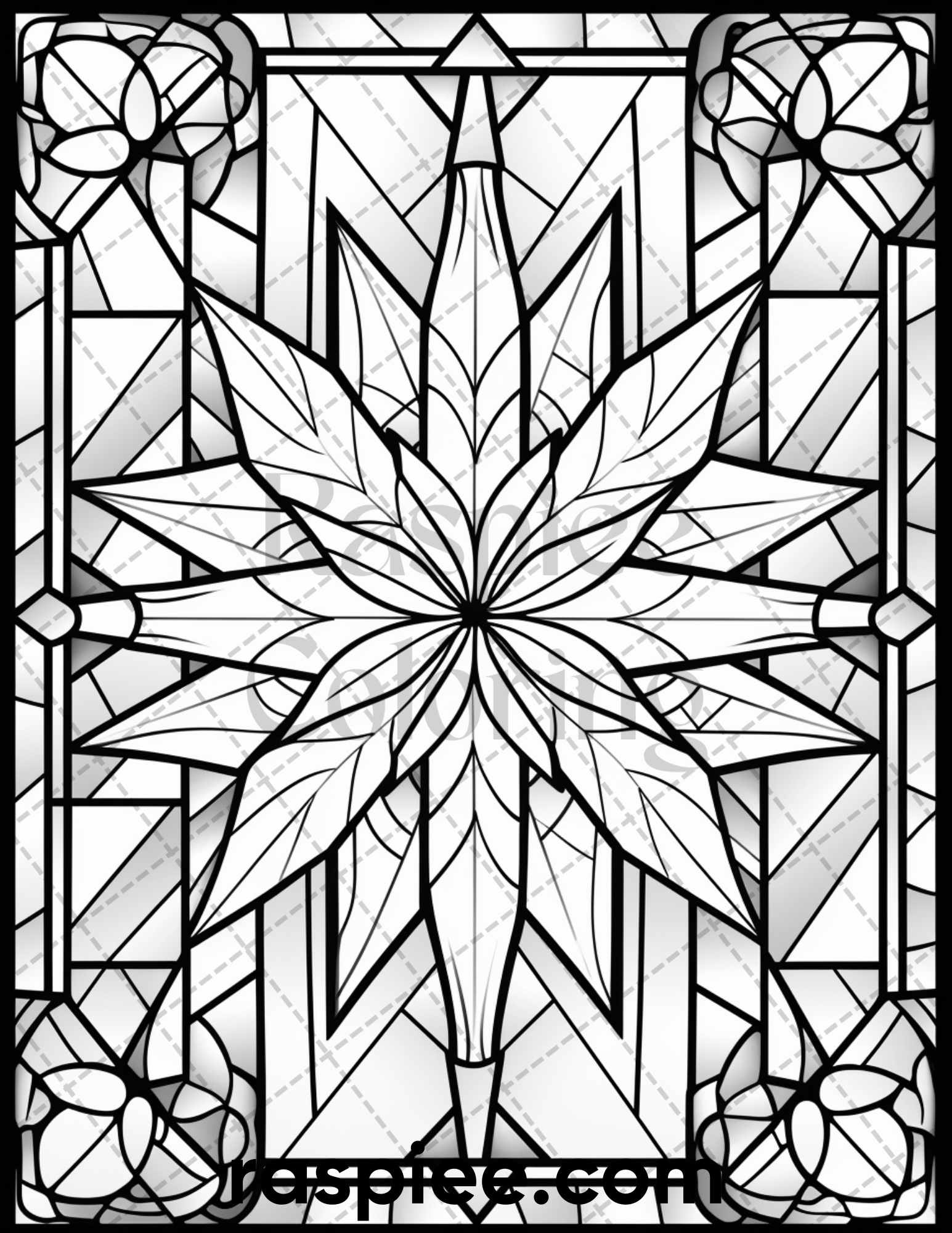 Christmas stained glass grayscale coloring pages for adults printa â coloring