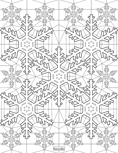 Stained glass snowflake coloring page