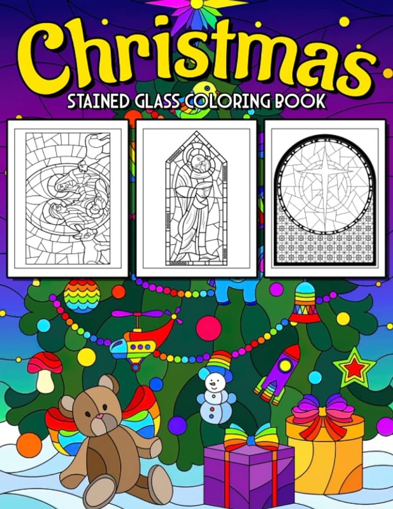 Christmas stained glass coloring book fabulous pattern coloring pages with wonderful winter designs for all ages stress relief and relaxation sheffield yasmin books