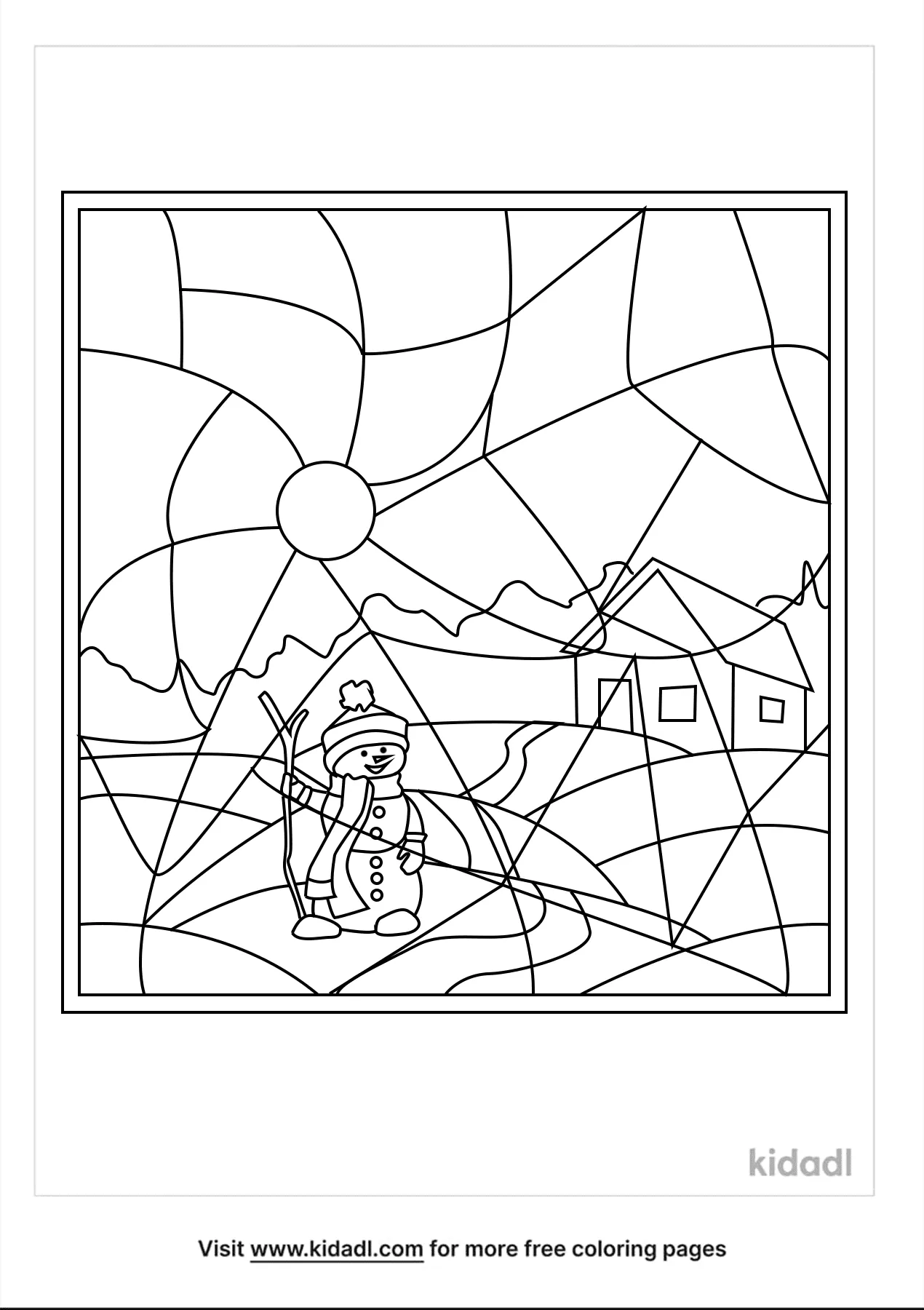 Free stained glass winter coloring page coloring page printables