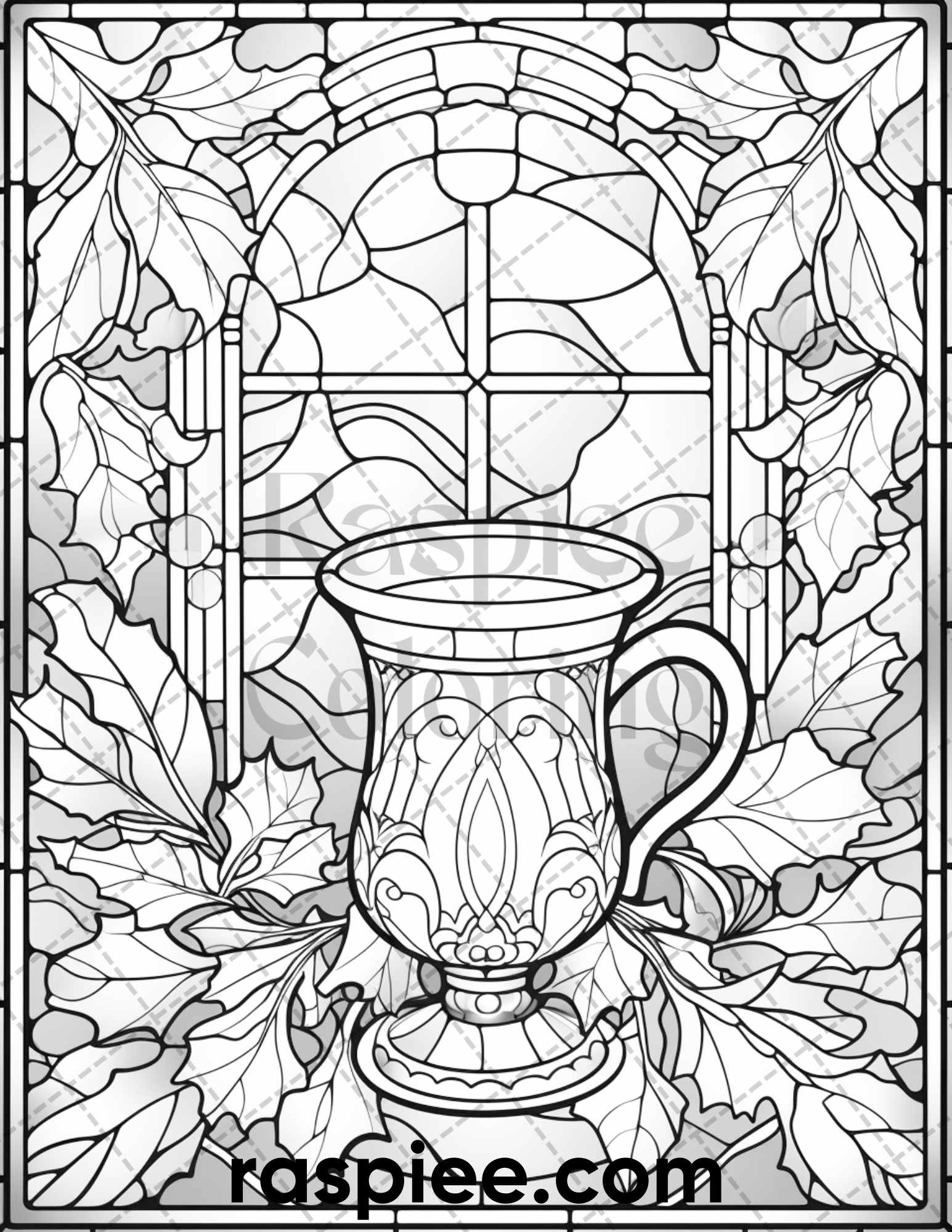 Christmas stained glass grayscale coloring pages for adults printa â coloring