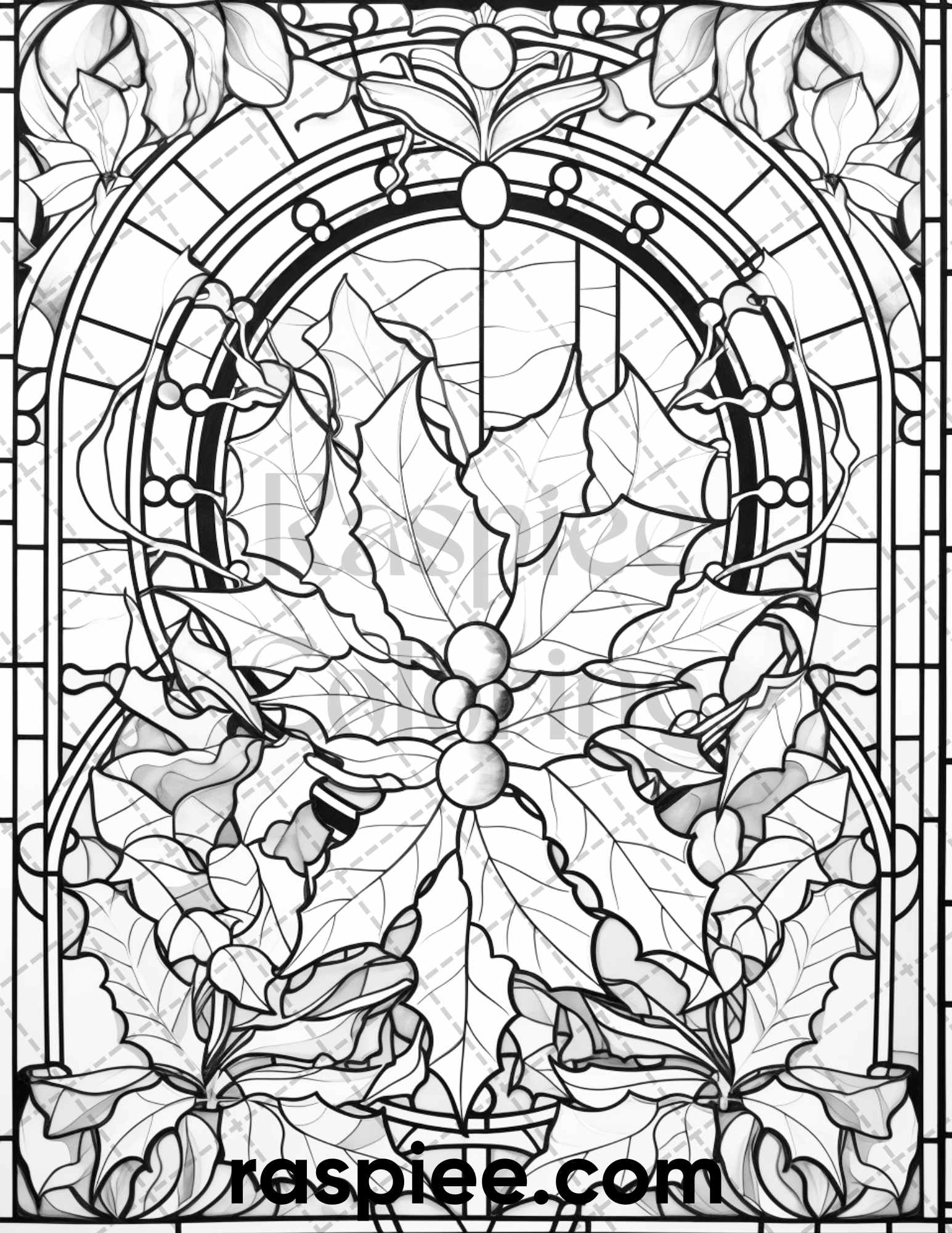 Christmas stained glass grayscale coloring pages for adults printa â coloring