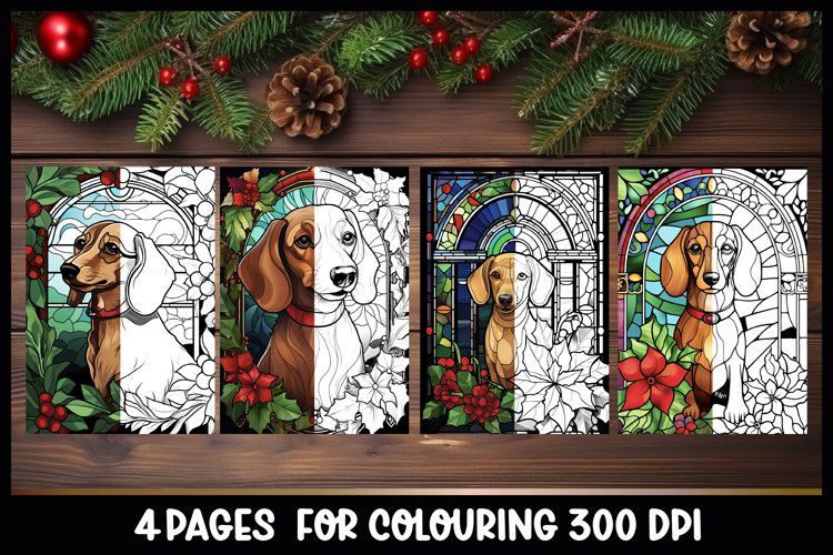 Dachshund stained glass coloring book pages i winter