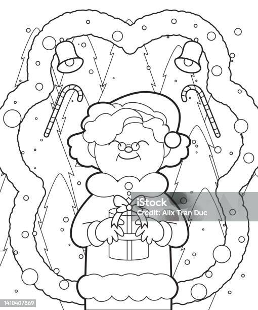 Santa claus christmas winter coloring book page stock illustration