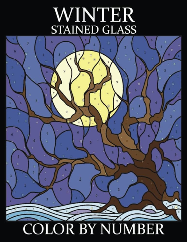 Winter stained glass color by number easy and simple coloring designs cute animals beautiful winter scenes perfect to relax and get stress relief for beginners seniors women mosaic marion f handy