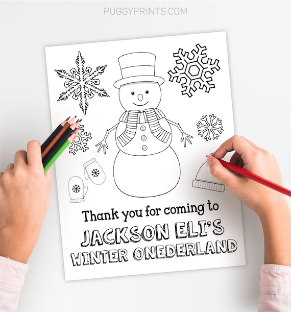 Winter birthday coloring page editable snowman coloring page template printable winter onederland birthday coloring sheet wonderland download now