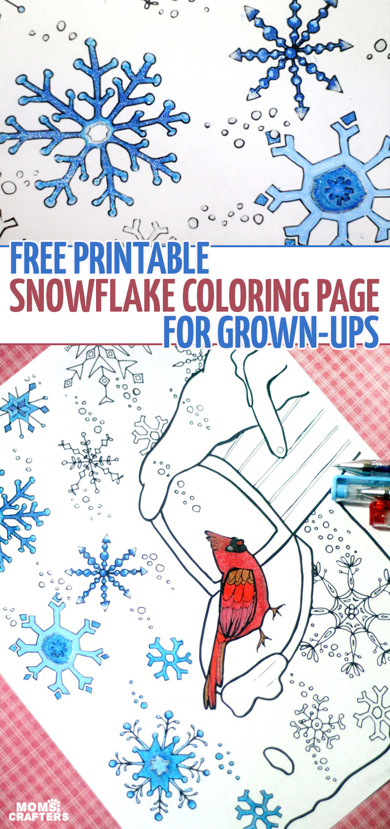 Winter snowflake coloring page for grown