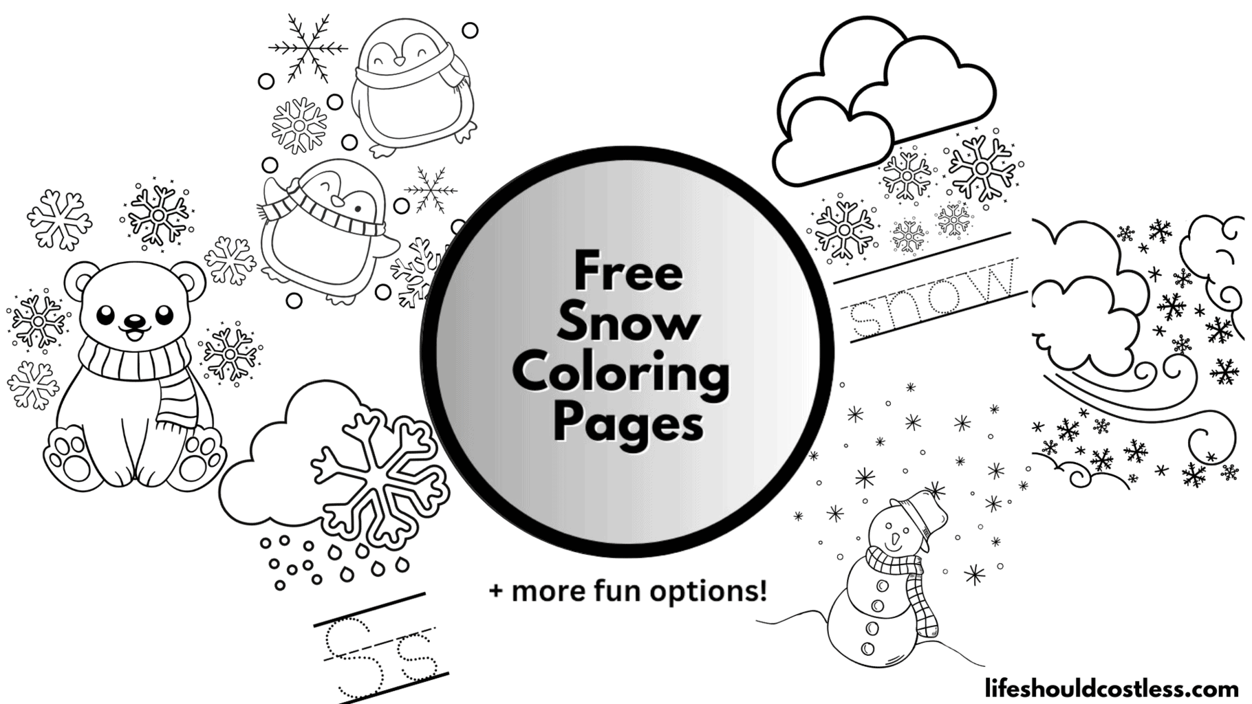 Snow coloring pages free printable pdf templates