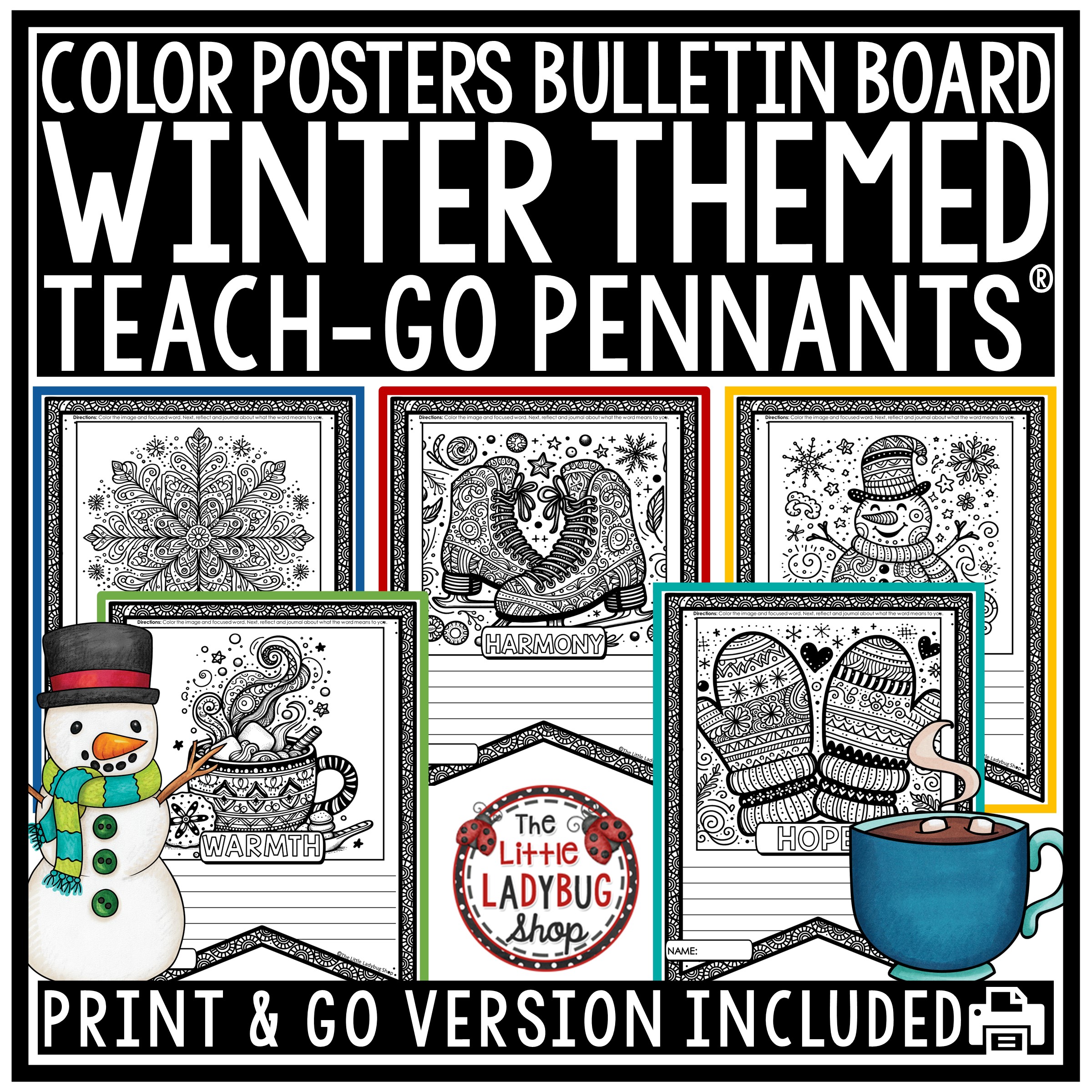 Winter theme coloring pages bulletin board