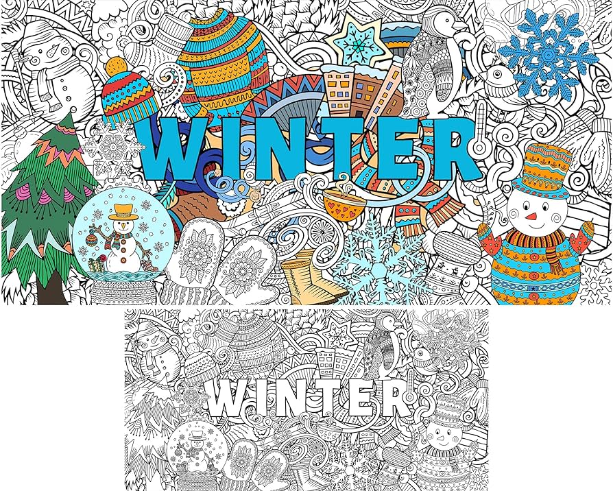 Giant mandala coloring posters large winter diy drawing coloring posters jumbo winter holidays wall coloring pages for painting art craft activity big coloring sheet for home classroom decor suppliesâ toys