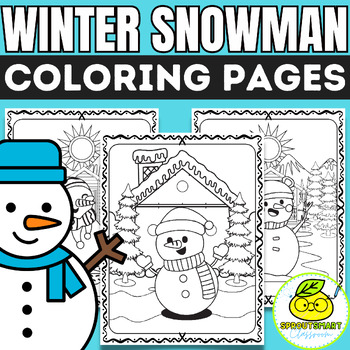 Winter snowman coloring sheets kindergarten december themed coloring pages
