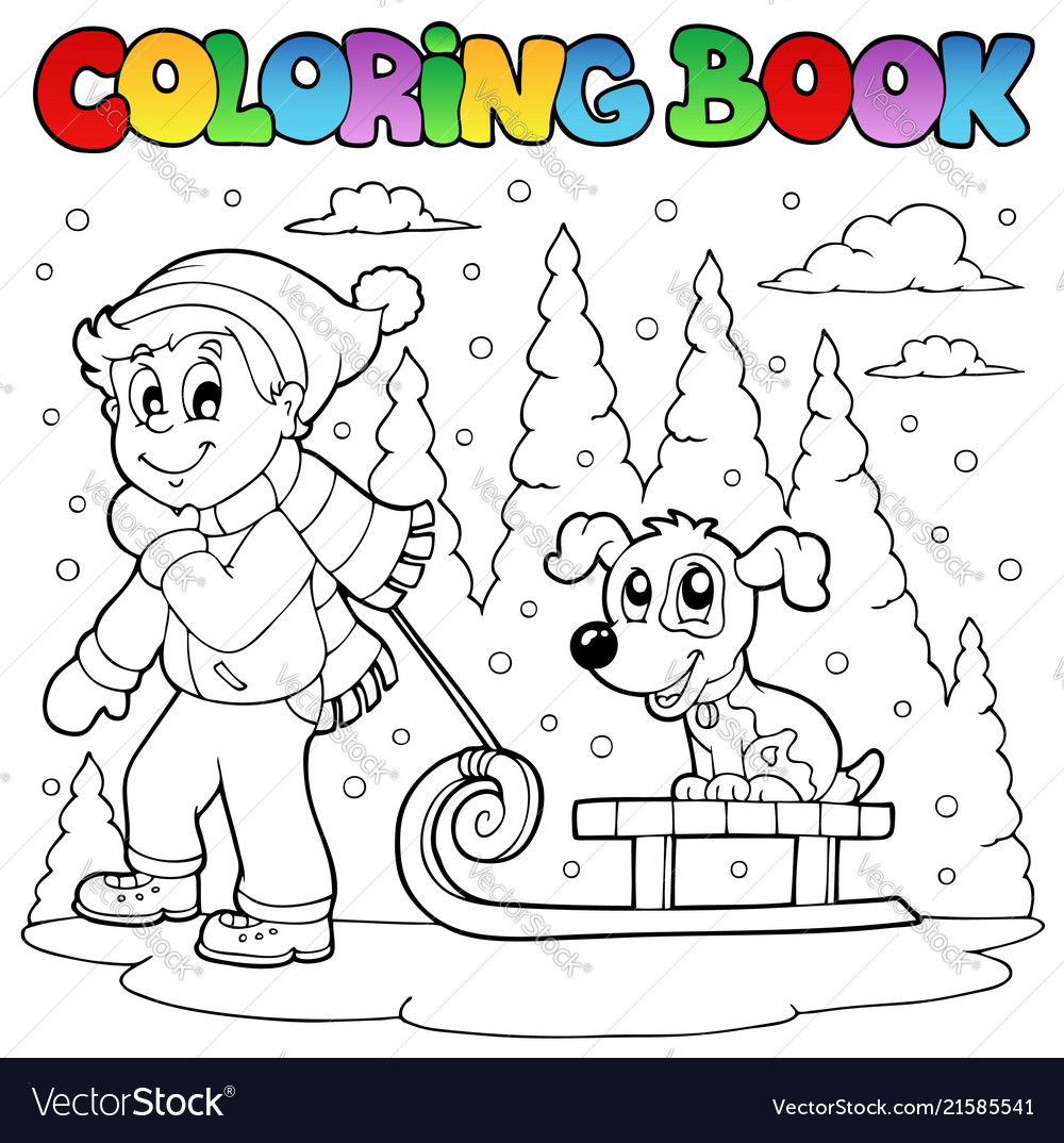 Coloring book winter theme royalty free vector image