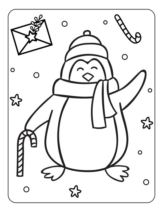 Christmaswinter themed coloring pages pages instant download