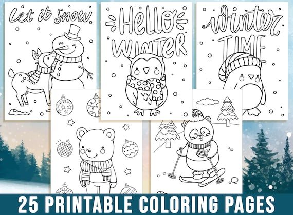 Hello winter coloring book for kids featuring santa christmas trees snowy scenes includes coloring samples coloring pages size x