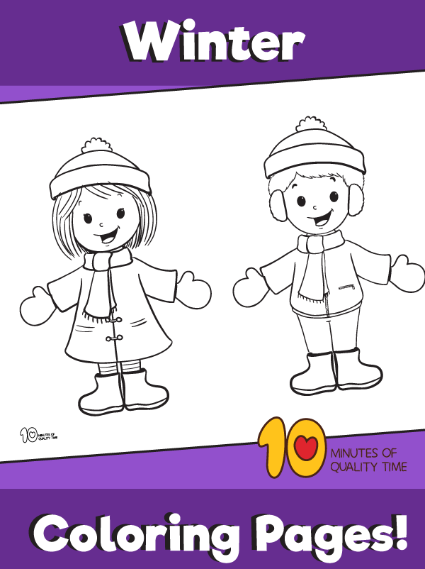 Kids in the winter coloring page â minutes of quality time