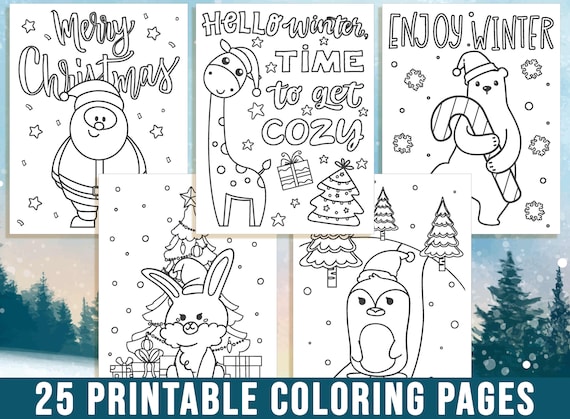 Hello winter coloring book for kids featuring santa christmas trees snowy scenes includes coloring samples coloring pages size x