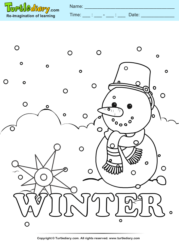 Winter coloring sheet turtle diary