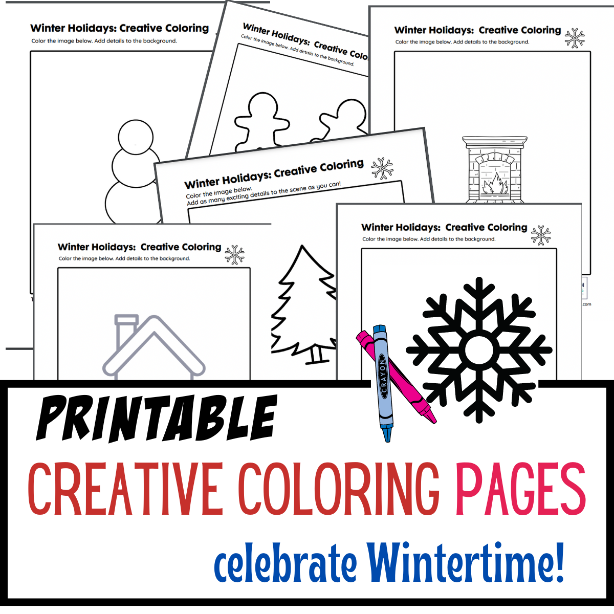Winter holidays creative coloring pages