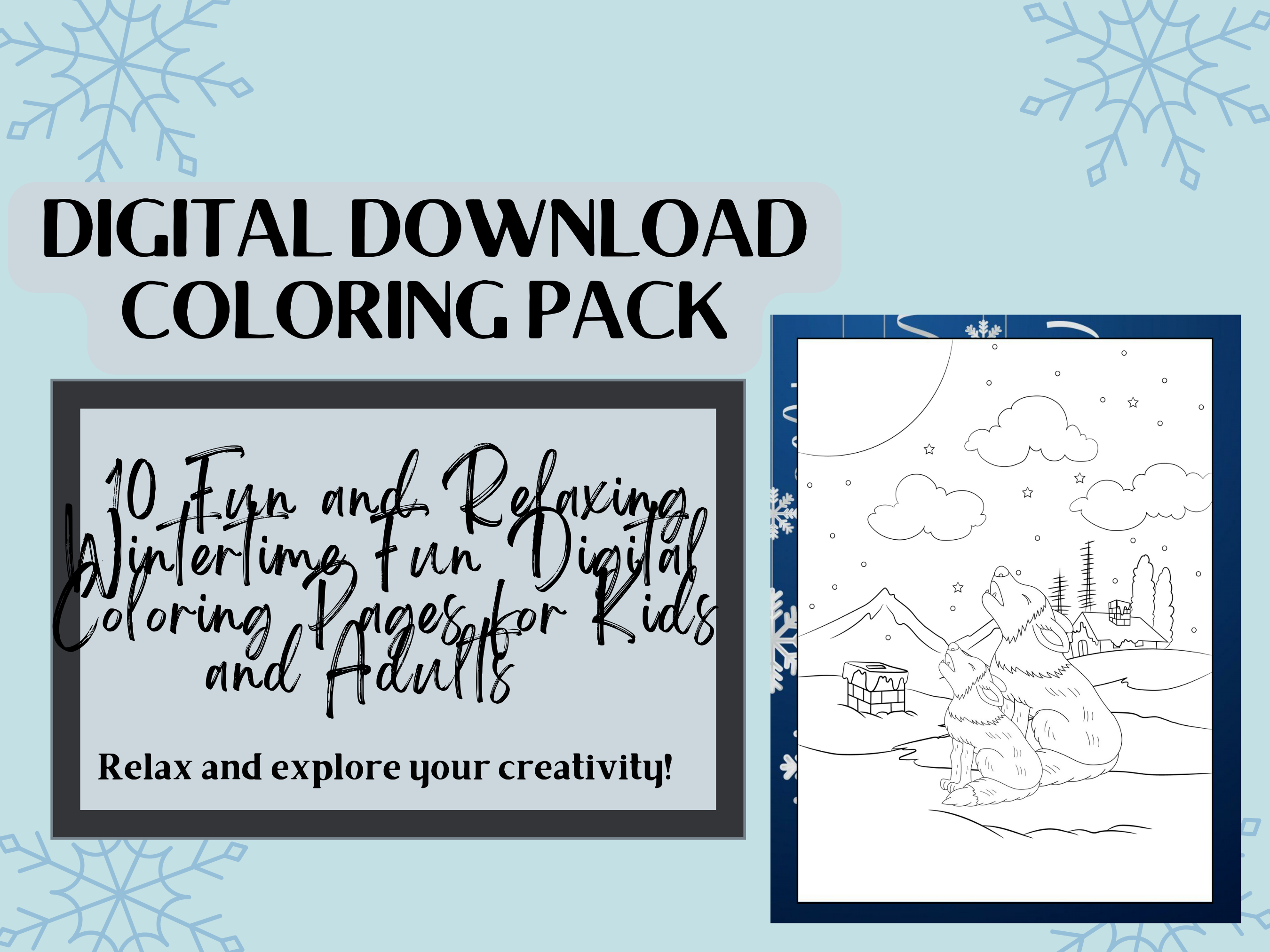 No category fun and relaxing wintertime fun digital coloring pages for kids and adults