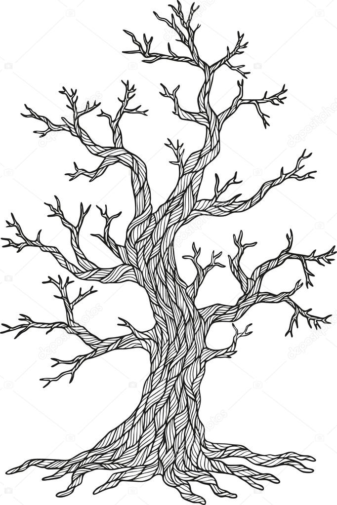 Coloring page for adults apple tree in winter stock vector by natasha