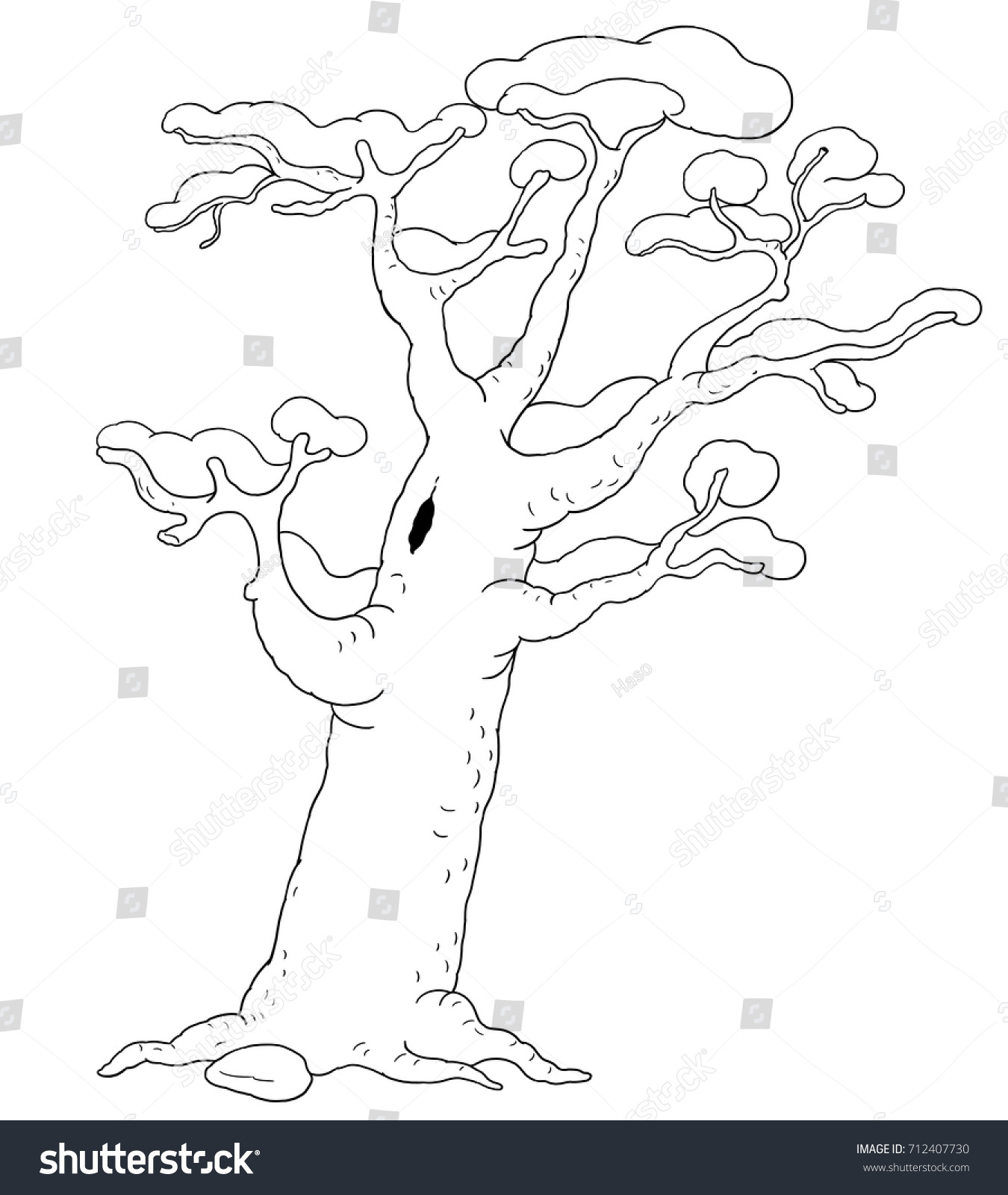 Four seasons winter tree coloring page stock illustration