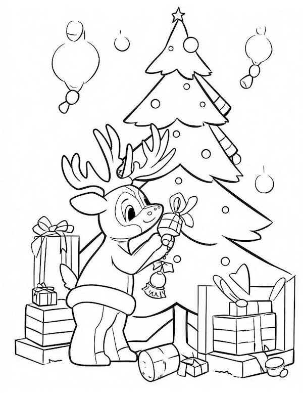 Joyful christmas tree coloring pages