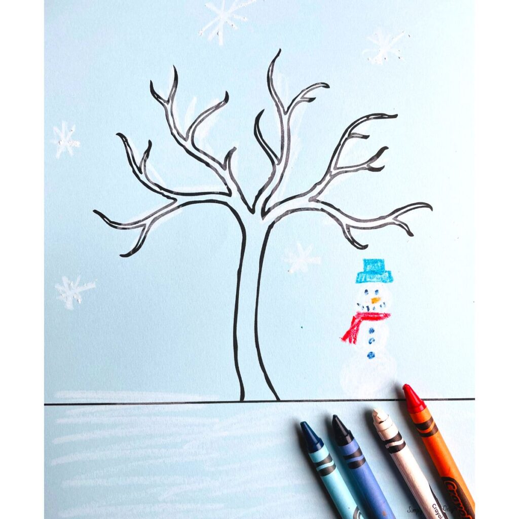 Free winter tree printable with craft ideas