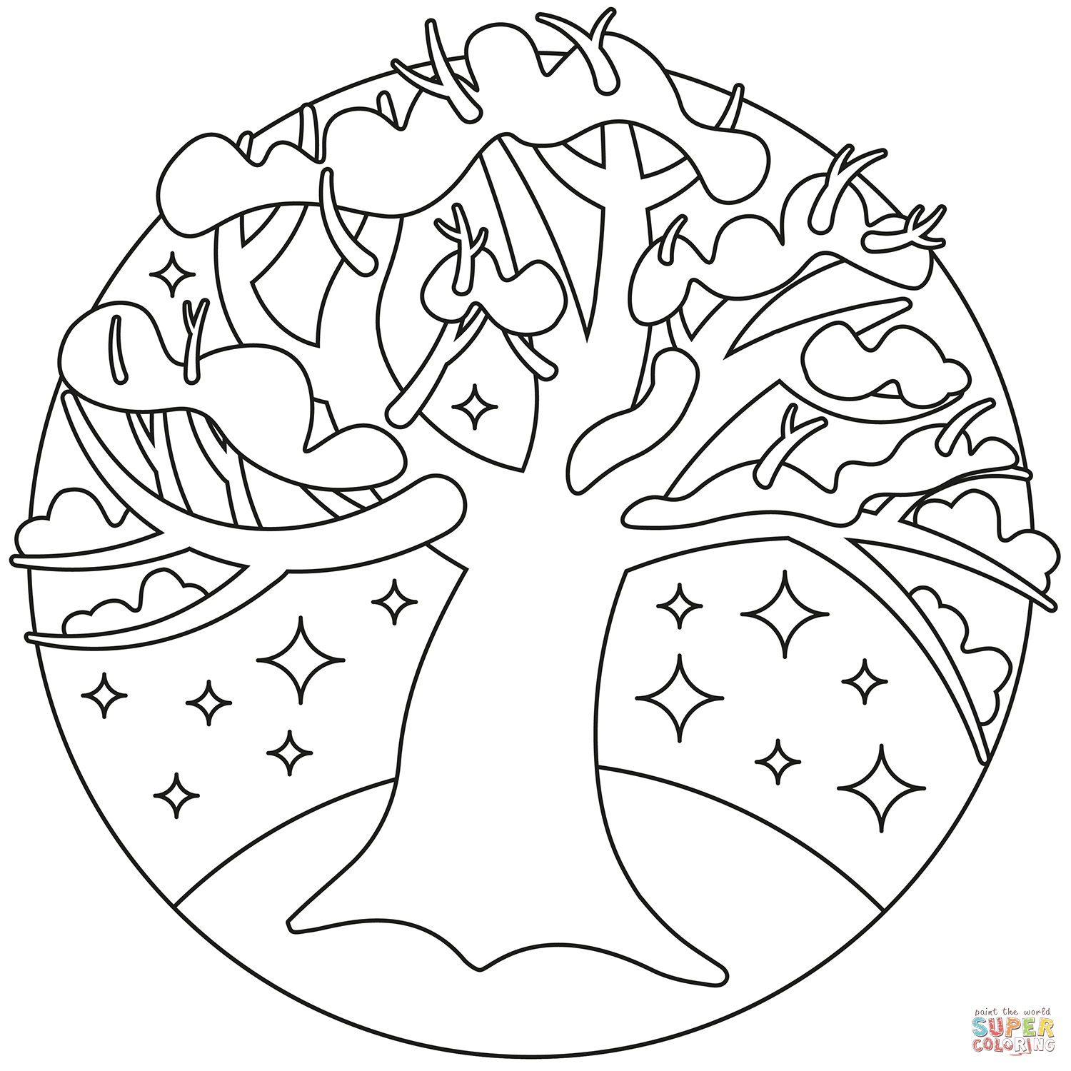 Winter tree coloring page free printable coloring pages