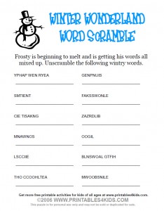 Winter word scramble â printables for kids â free word search puzzles coloring pages and other activities