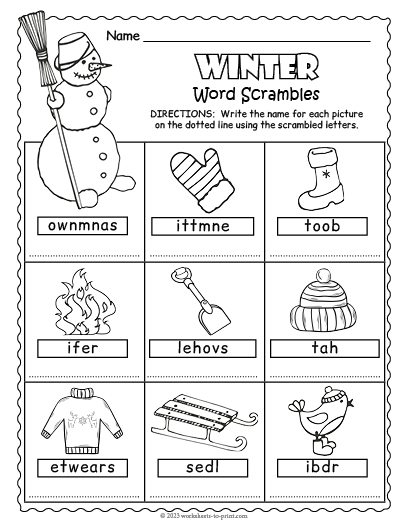 Winter word scramble