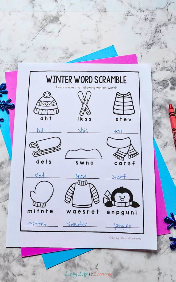 Winter worksheets for elementary students