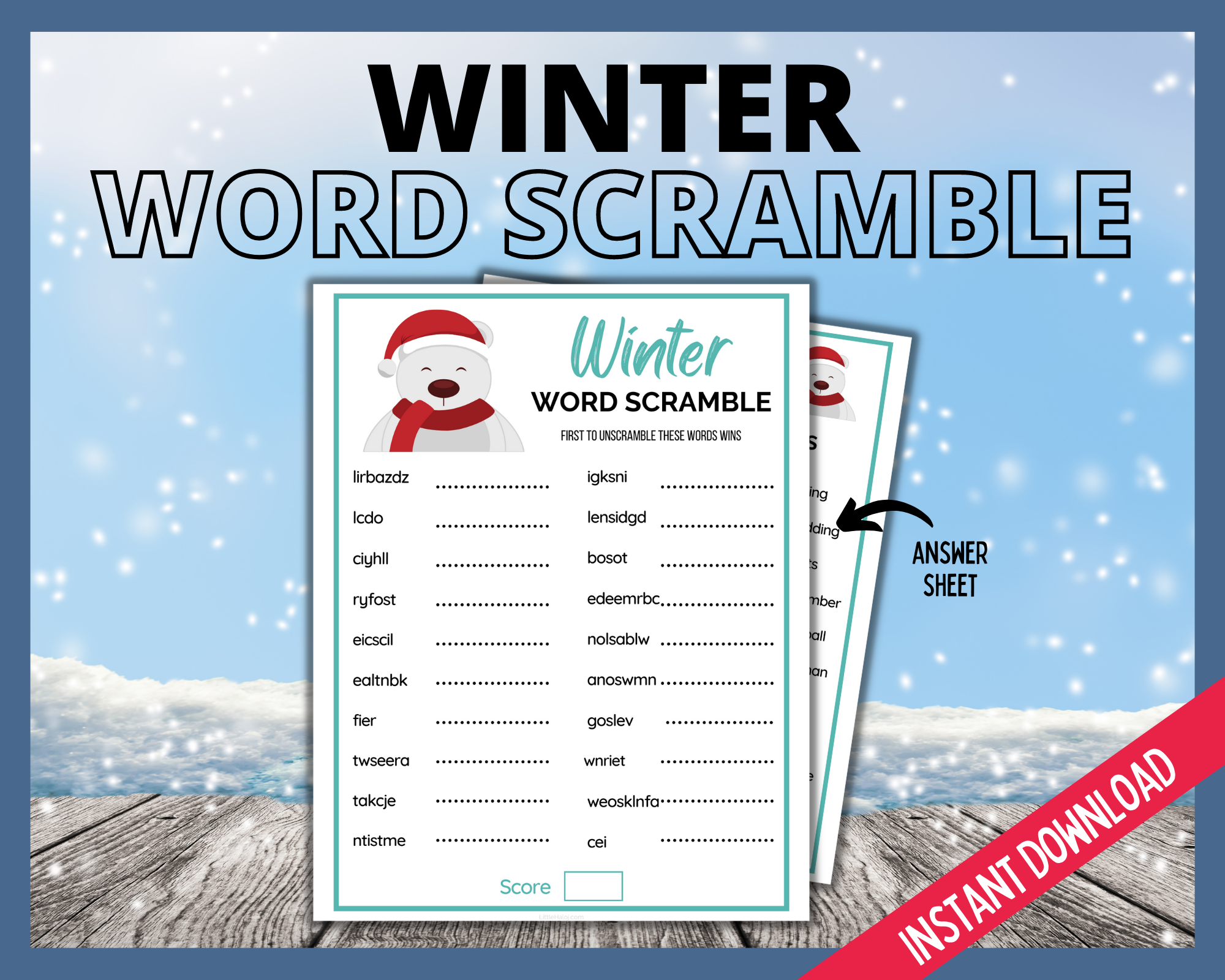 Winter word scramble