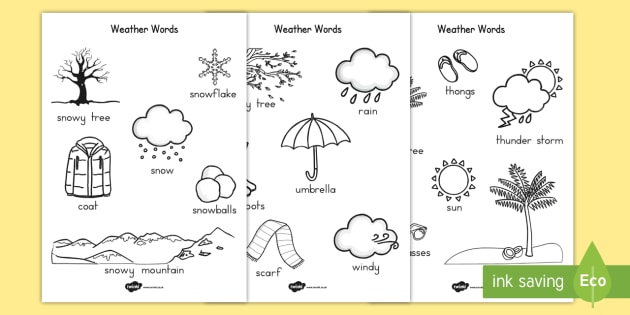 Winter words coloring sheet temperate teacher