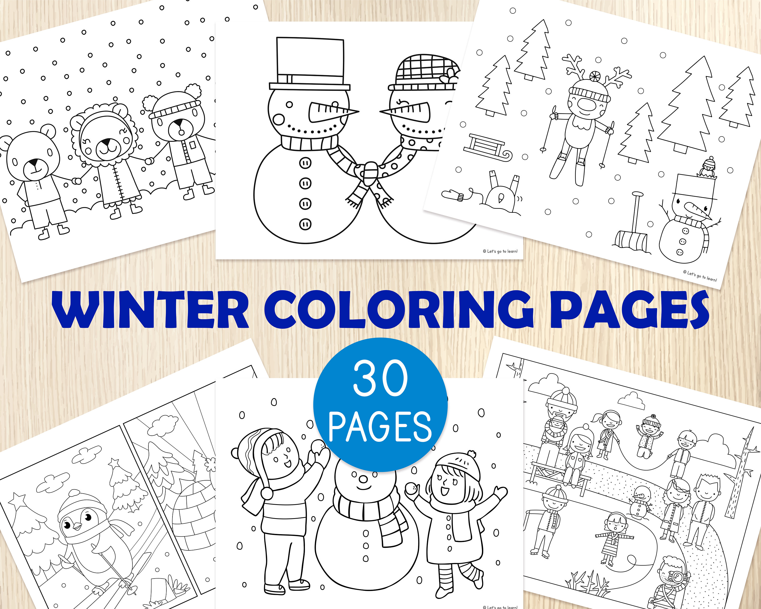 Winter coloring pages sheets winter activity for kids winter party preschool kindergarten centers busy book educational printable download now