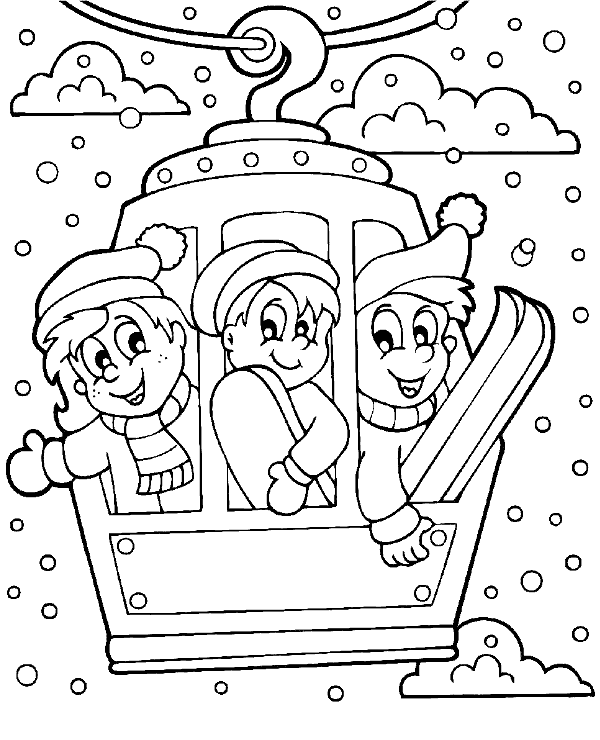 Printable winter lift coloring page