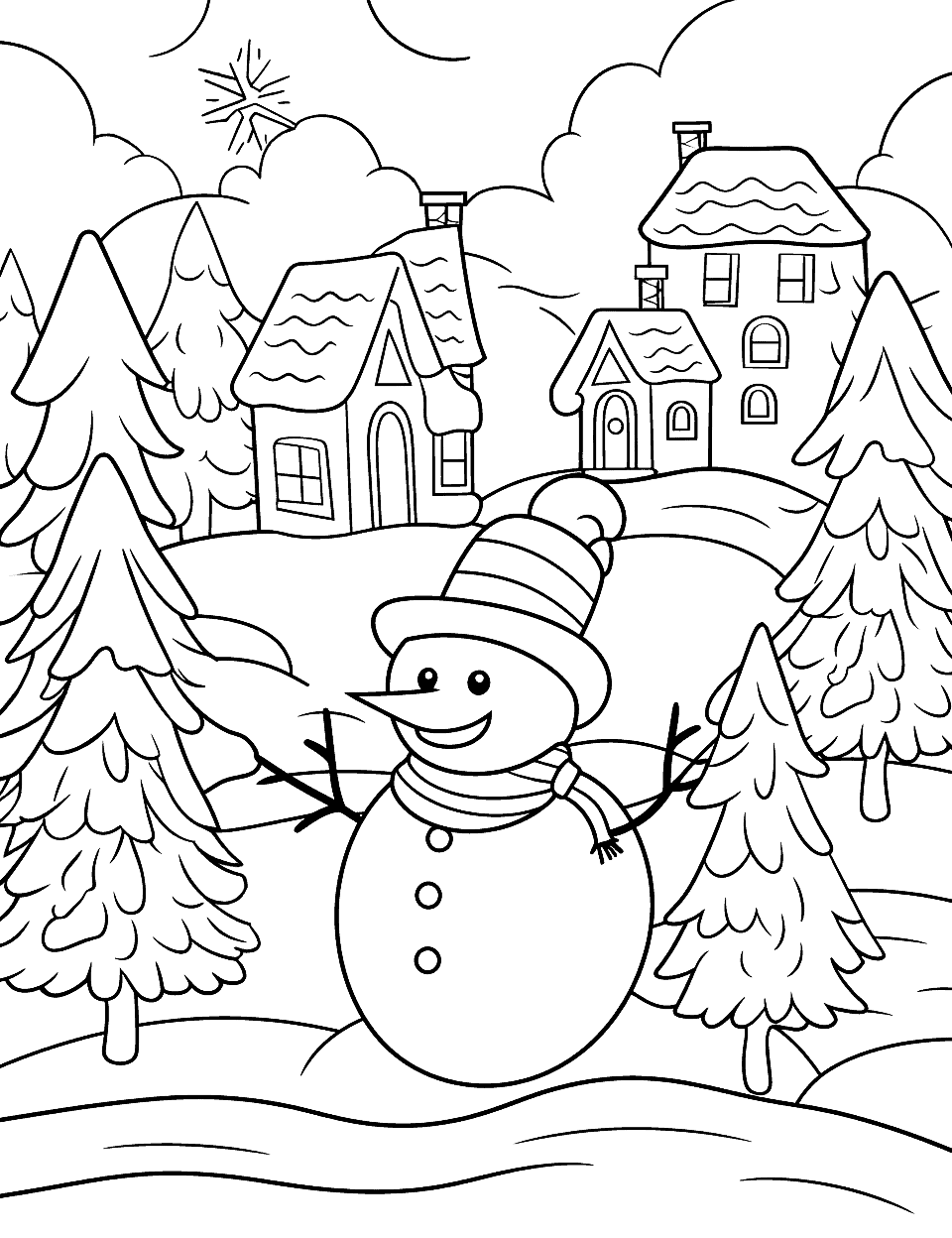 Winter coloring pages free printable sheets