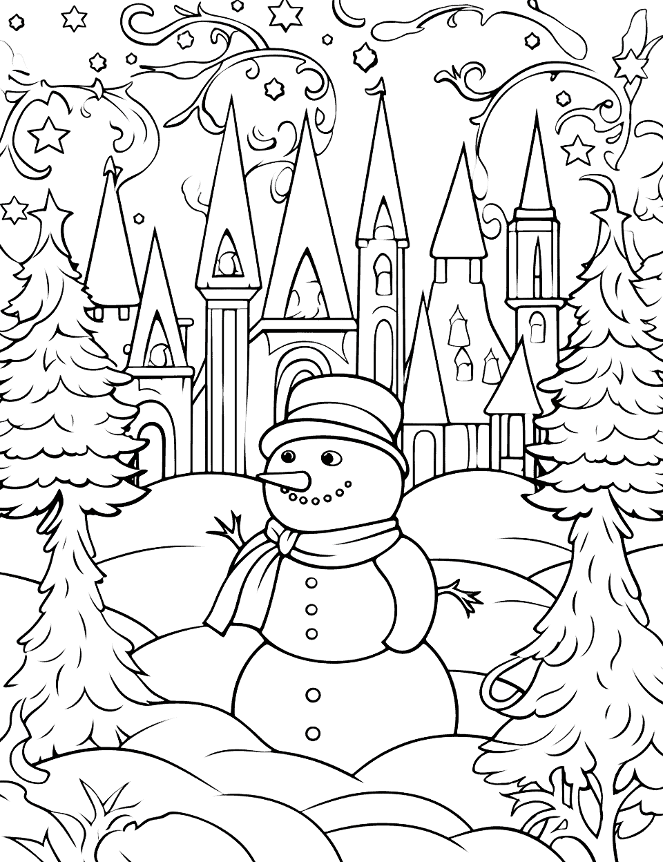 Winter coloring pages free printable sheets