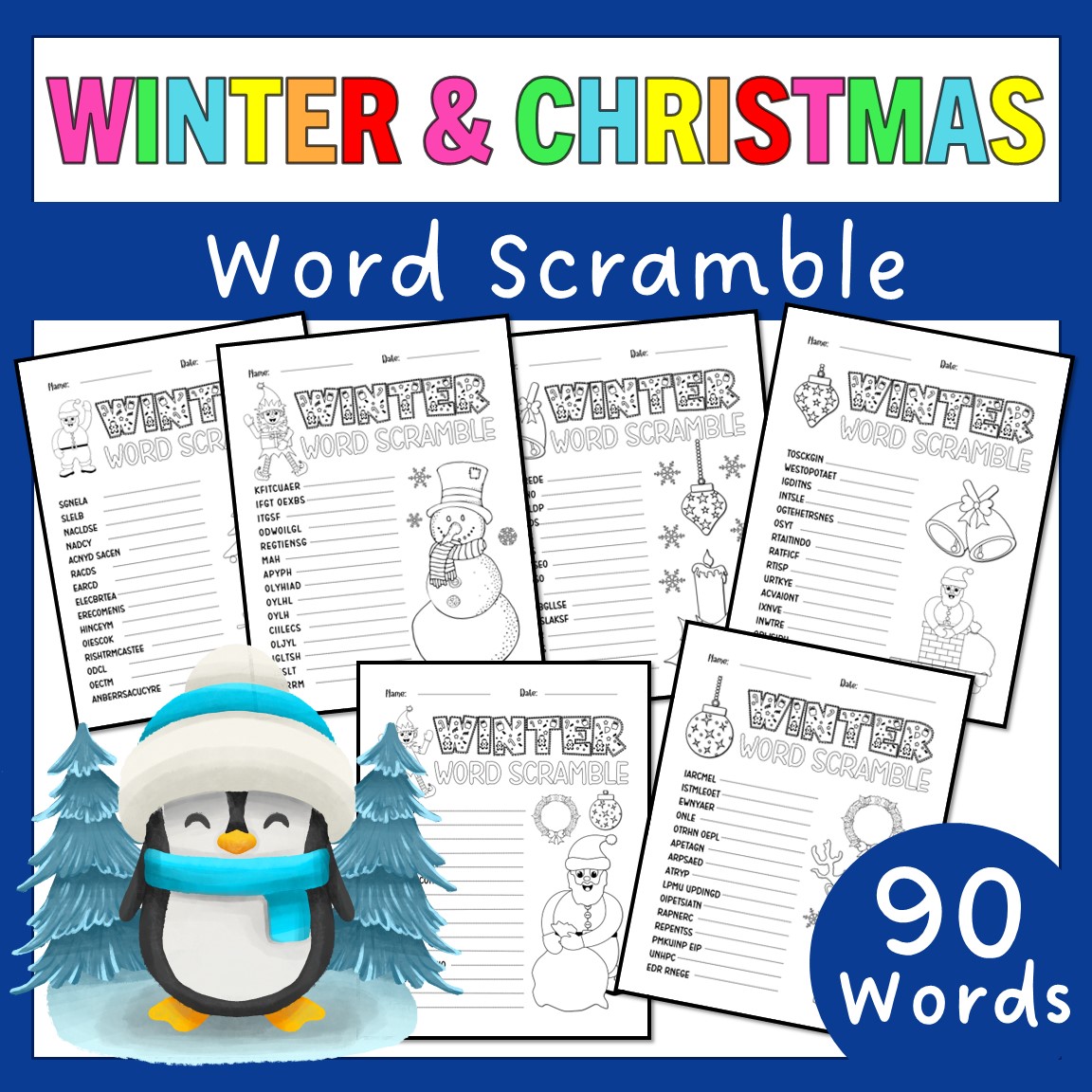 Christmas winter themed word scramble december activities words made by teachers