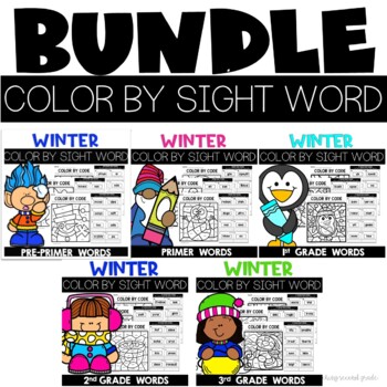 Winter sight word color pages unscramble the word