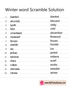 Free printable winter word scramble puzzles winter words scramble words jumbled words