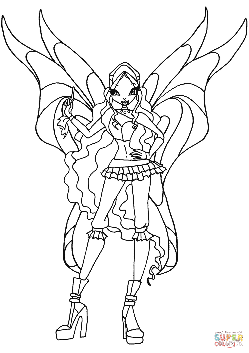 Winx club aisha coloring page free printable coloring pages