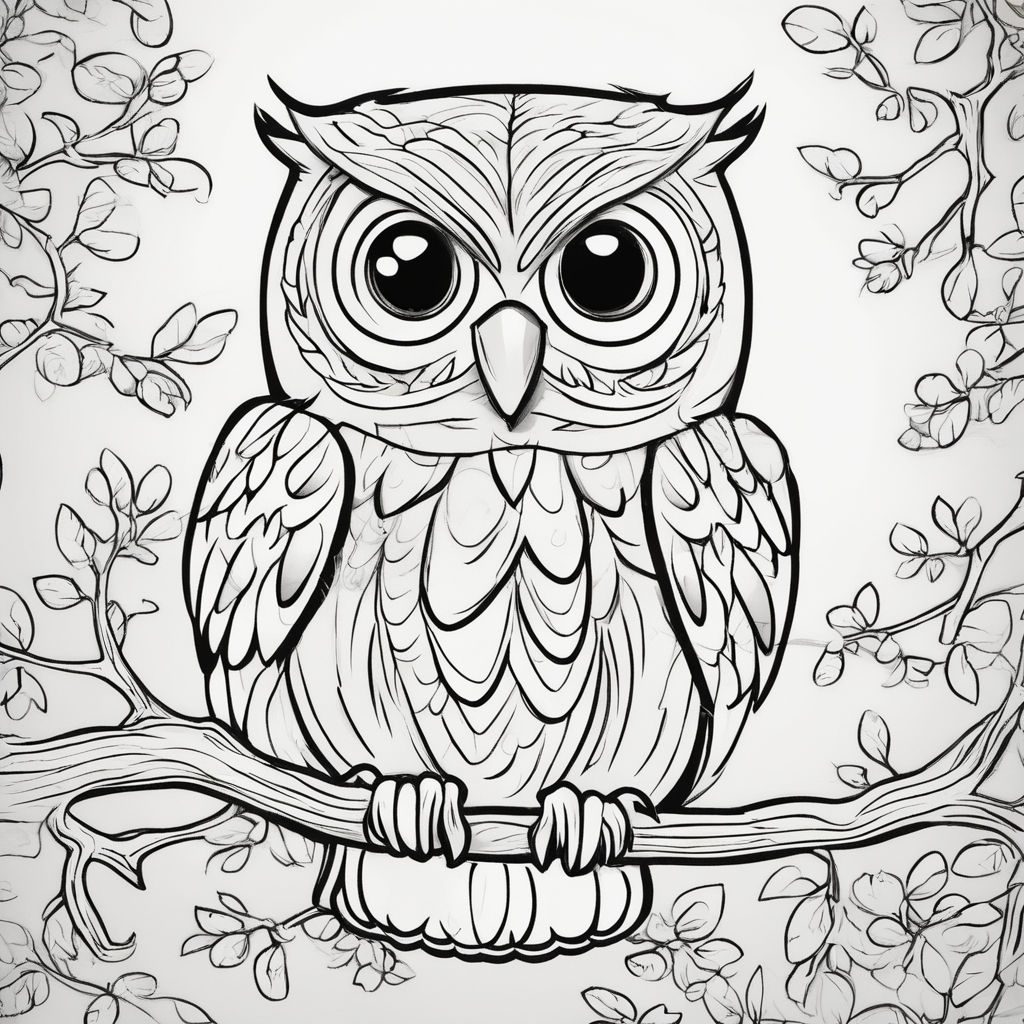 Line art owl wisdom mandala coloring page