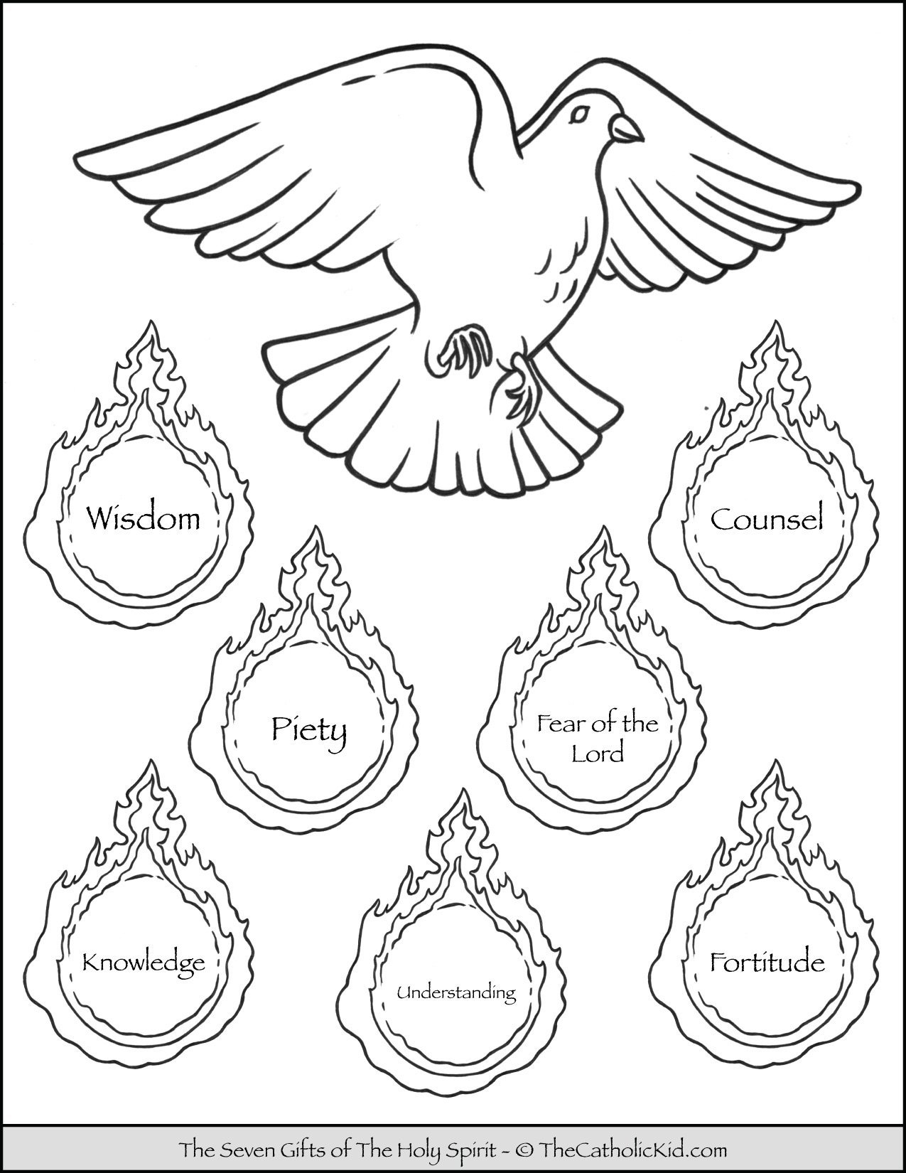 Seven gifts of the holy spirit coloring page