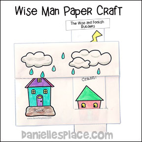 Wise and foolish builders house paper craft