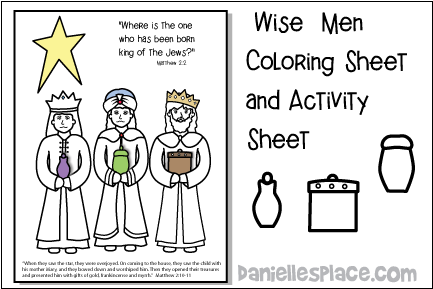 Wise men bring gifts coloring and activity sheet