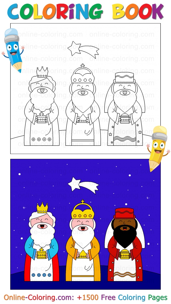 The three wise men magi free online coloring page