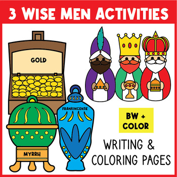 Wise men activities epiphany coloring worksheet three kings day