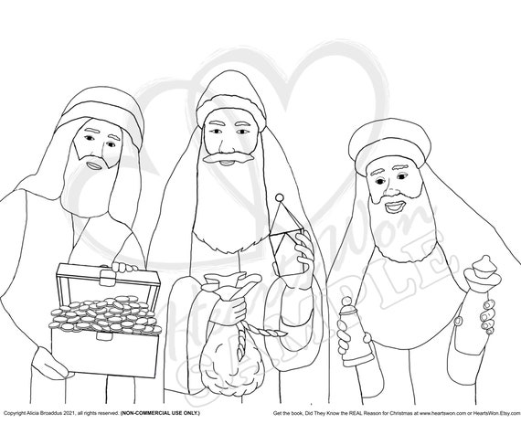 Instant digital download three wise men christmas coloring sheet instant download