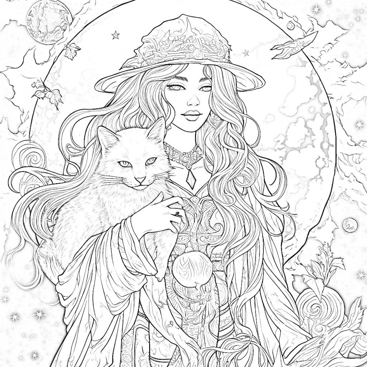 Captivating witch coloring pages for kids and adults